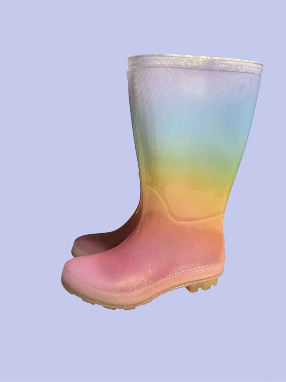 Girls Rainbow Glitter Rain Boots Size 13